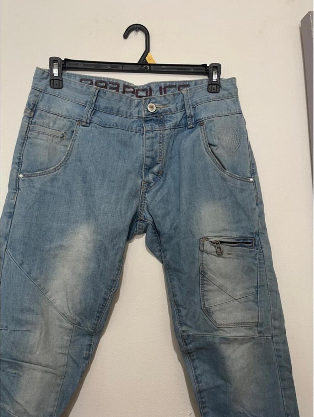 883 Police: Men's Straight Fit Light Blue Denim - Utility Zip Pocket